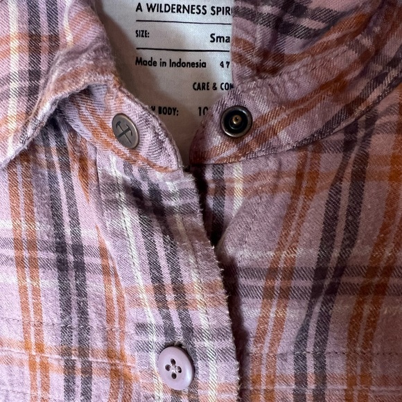 REI Co-Op Long Sleeve Shirt Size Sm Flannel Purple/Lavender Plaid Organic Cotton - Picture 8 of 8